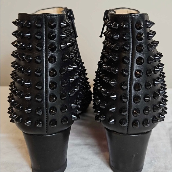 Christian Louboutin Black Spike Stud Embellishment Mid Heel Ankle Boot - Picture 5 of 12